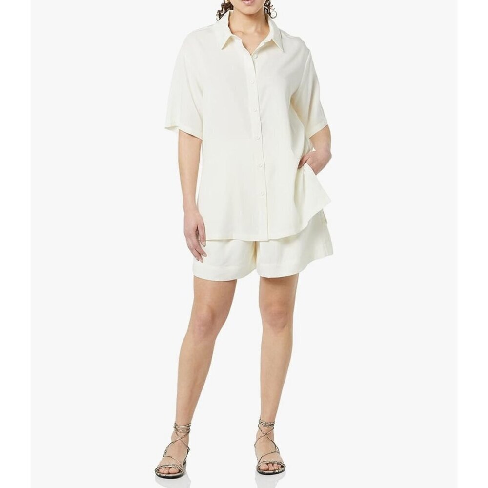 Terea Women's Nadia Resort Button Up Cream Shirt size S NWT